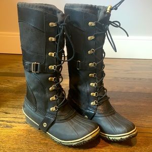 Sorel Natural Rubber Leather Laces Winter Waterproof Tall Boots Size 8